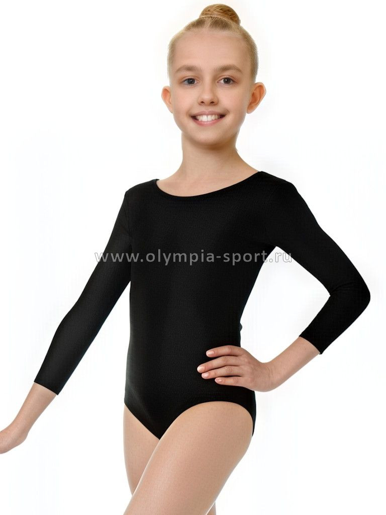 Купальник хореогр. дет. Skat 8115 полиэстер рукав 3/4 цв.черный (А)
